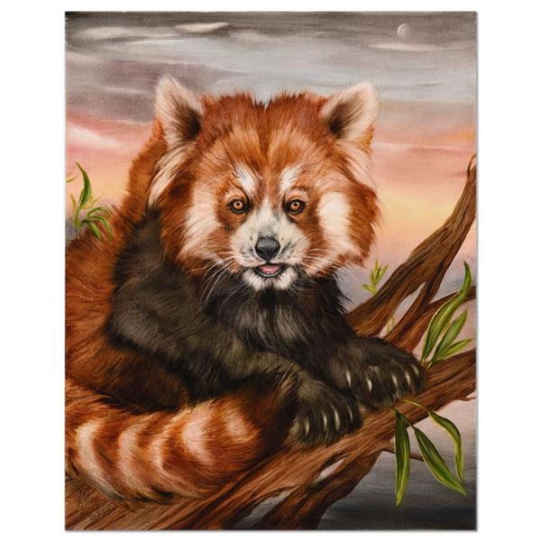 Martin Katon, "Red Panda" Original Oil Painting on Canvas, Hand Signed with Letter of Authenticity.
