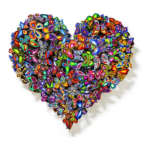 Patricia Govezensky- Original Painting on Cutout Steel "Love in Paradise"