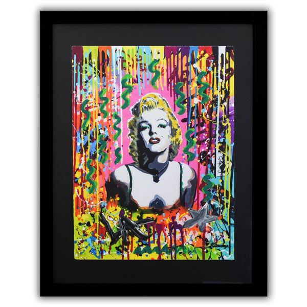 Nastya Rovenskaya- Mixed Media on Paper "Pink Marilyn"