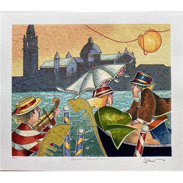 Francesco Nesi- Original Serigraph on Paper "LAGUNA ROMANTICA"