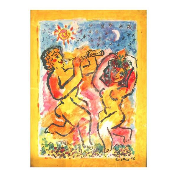 Wayne Ensrud "Bacchus and Maiden" Mixed Media Original Artwork; Hand Signed; COA