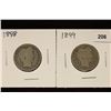 2 SILVER BARBER QUARTERS 1898 & 1899