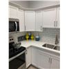 Image 4 : Showroom Display - White L Shape 12 Pce Kitchen cabinet Set measures 9ft x 10 ft includes Solid Surf