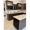 Image 2 : Showroom Display - Dark Maple 14 pce L shape Kitchen cabinet set measures 124" x 90"  with island - 