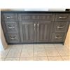 Image 2 : Showroom Display - Grey Double Sided Bathroom Vanity Cabinet 64 "-  includes all hardware. SINKS AND
