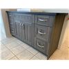 Image 3 : Showroom Display - Grey Double Sided Bathroom Vanity Cabinet 64 "-  includes all hardware. SINKS AND