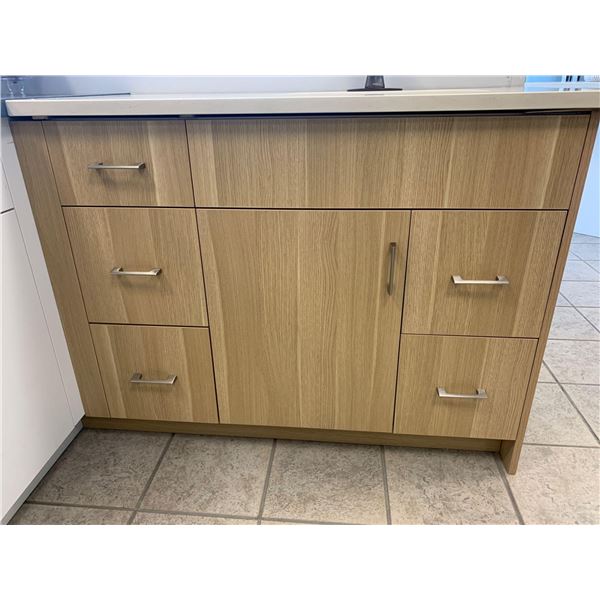 Showroom Display - Walnut Thermofoil  Bathroom Vanity Cabinet 45 "- includes all hardware. SINKS AND