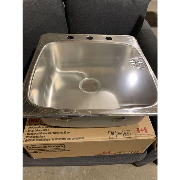 NEW Stainless Steel Sink Well Kitchen Sink 20.5" x 18" x 7" in box with accessories and template  PI