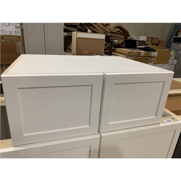 NEW white shaker style 2 door 34 inch deep set above fridge cabinet