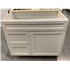 Image 1 : NEW White shaker style single door / 2 drawer 33" bathroom vanity cabinet