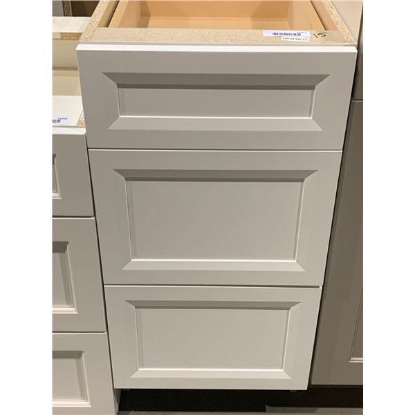 NEW White Beveled Profile 3 drawer 15" Vanity Side Cabinet