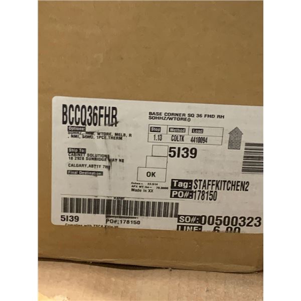 NEW in box Soho Thermo coated 36" Corner Base Cabinet