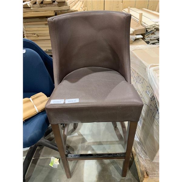 Brown Leather Tall Bar Stool