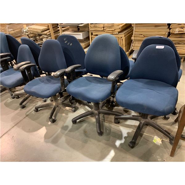 Lot of 4 - Blue adjustable office chairs