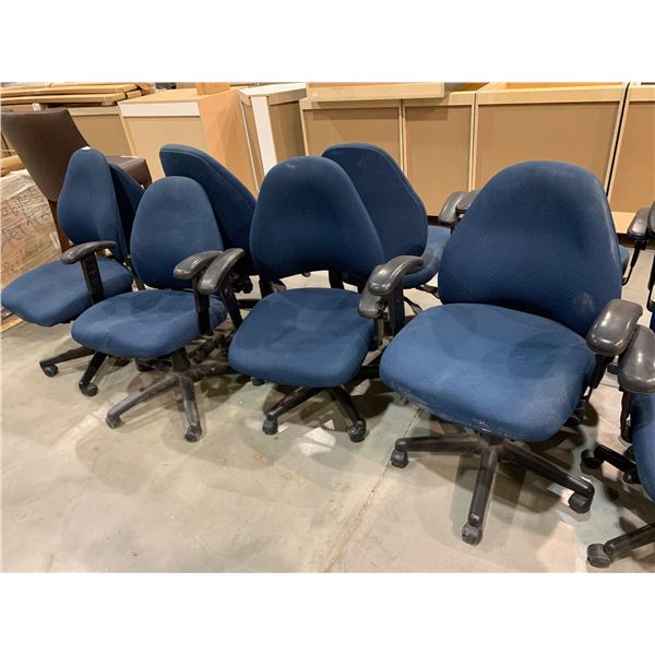 Lot of 4 - Blue adjustable office chairs