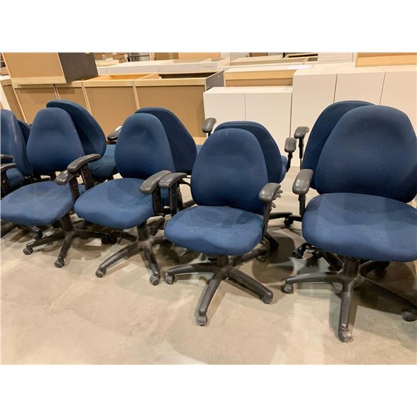 Lot of 4 - Blue adjustable office chairs