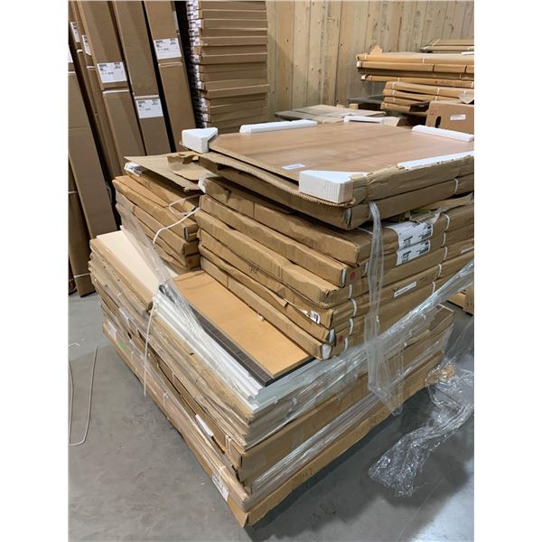PALLET LOT - Approx 25 assorted color NEW boxed and unboxed panels and melamine shelves