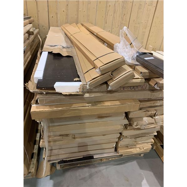 PALLET LOT - Approx 25 - 30 pieces NEW flat stock and sheets of 8-10 ft lengths melamine panels and 