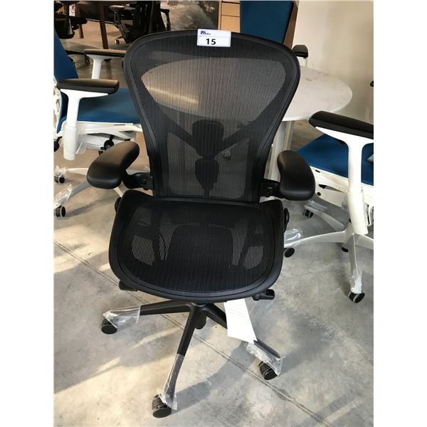 HERMAN MILLER AERON BLACK FULLY ADJUSTABLE TASK CHAIR (SIZE B) RETAIL $1805 CAN