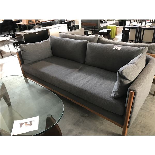 DESIGN WITHIN REACH JONAS  GREY/WALNUT FRAME 80" W SOFA