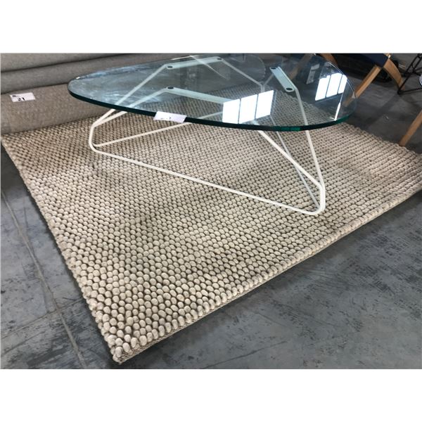 HAY BEIGE 'PEAS' WOOL BLEND AREA RUG 170CM X 240CM