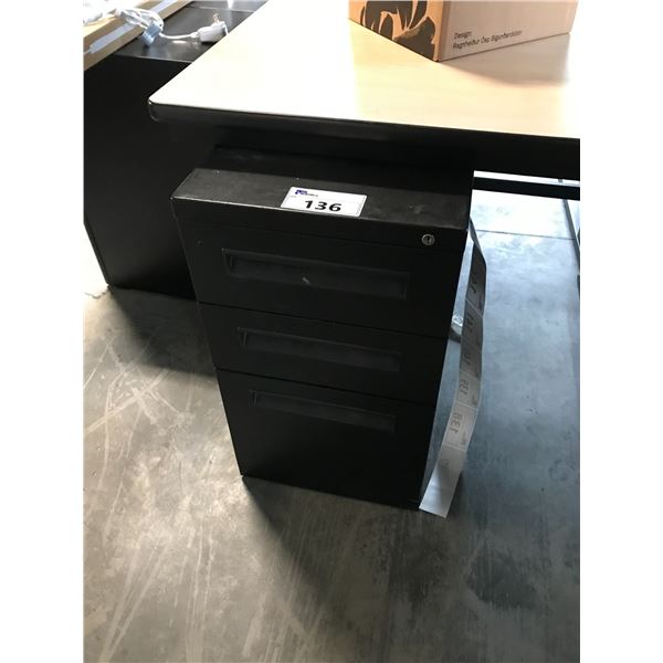 TEKNION BLACK 3 DRAWER PEDESTAL