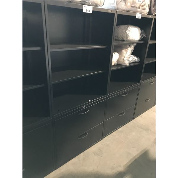 TEKNION BLACK 5.5' 2 DRAWER LATERAL FILE CABINET/BOOKCASE COMBO