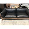 Image 3 : HAY ARBOUR BLACK LEATHER/WALNUT FRAME 3 SEAT SOFA 87"W X 36" D RETAIL $8443.25 CAN