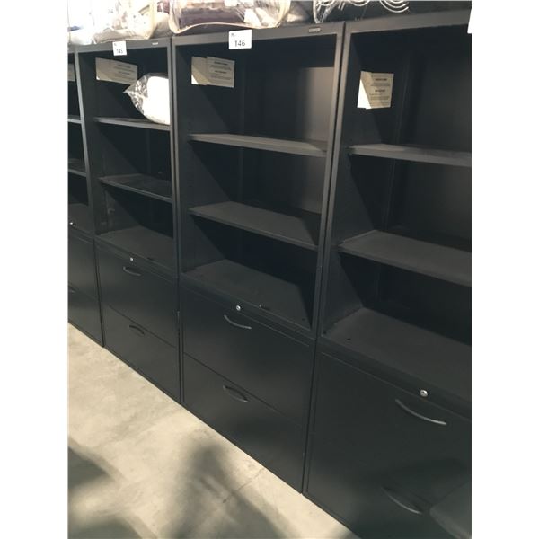 TEKNION BLACK 5.5' 2 DRAWER LATERAL FILE CABINET/BOOKCASE COMBO