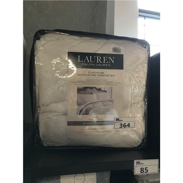 RALPH LAUREN EUROPEAN WHITE DOWN COMFORTER KING 400 THREAD COUNT