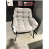 Image 1 : GREY TUFTED METAL FAMED THATCH WEAVE LOUNGE CHAIR