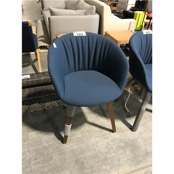 DESIGN WITHIN REACH STEEL CUT 780 BLUE/WALNUT FRAME ARM CHAIR