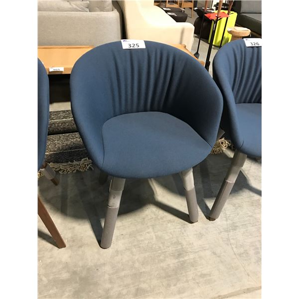 DESIGN WITHIN REACH STEEL CUT 780 BLUE/WALNUT FRAME ARM CHAIR