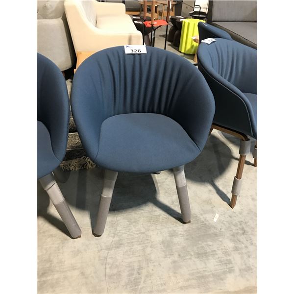 DESIGN WITHIN REACH STEEL CUT 780 BLUE/WALNUT FRAME ARM CHAIR