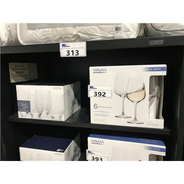 MIKASA WHITE WINE GLASSES AND STEMLESS WINE GLASSES