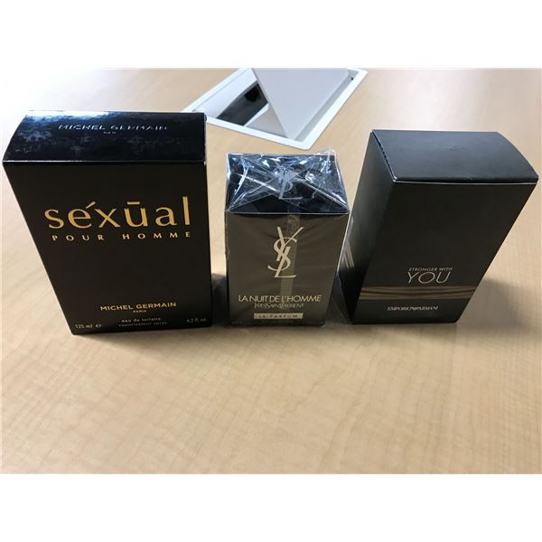 MENS COLOGNE INCLUDING YVES ST. LAURENT, ARMANI STRONGER WITH YOU AND MICHEK GERMAIN PARIS SEXUAL