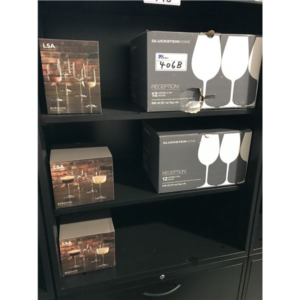 5 SETS OF MISC. GLUCKSTEIN HOME, LSA GLASSES AND COCKTAIL SAUCERS