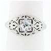 Image 1 : Antique Art Deco 18k Gold Dome Filigree Engraved 0.52 ctw European Diamond Ring