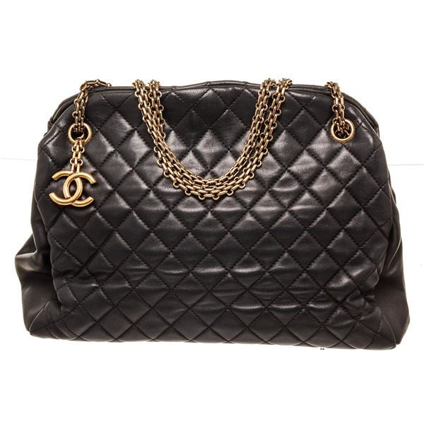 Chanel Black Lambskin Leather Just Mademoisell Shoulder Bag