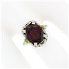 Image 3 : Antique Art Deco 14k Gold Oval Rhodolite Garnet Solitaire & Enamel Filigree Ring