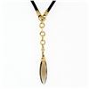 Image 2 : 14k Gold Diamond & Marquise Smoky Topaz Pendant Adjustable Black Cord Necklace