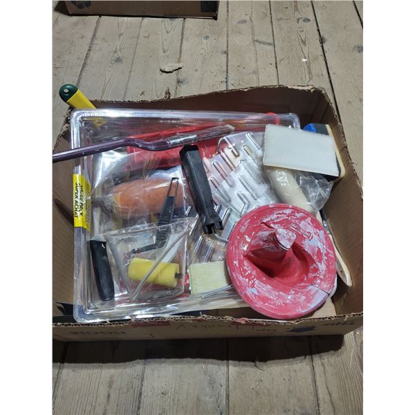 BOX OF PAINTING SUPPLIES