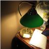 Image 1 : SMALL GREEN SHADED BRASS LAMP,