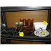 Image 1 : MISC. AMBER GLASSWARE, PLATE, PLANTER POT, ETC.