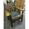Image 1 : HEAVY OAK WOOD ROCKER WITH LEATHER SEAT