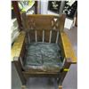 Image 2 : HEAVY OAK WOOD ROCKER WITH LEATHER SEAT