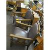 Image 2 : PAIR OF HEAVY OAK GRAY LEATHER UPHOLSTERED ARMCHAIRS