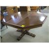 Image 1 : OAK HEXAGON SINGLE PEDASTEL DINING TABLE WITH 2 LEAVES
