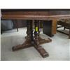 Image 2 : OAK HEXAGON SINGLE PEDASTEL DINING TABLE WITH 2 LEAVES