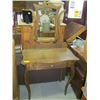 Image 1 : ANTIQUE MIRRORED VANITY WITH SINGLE DRAWER & CABRIELLE LEGS